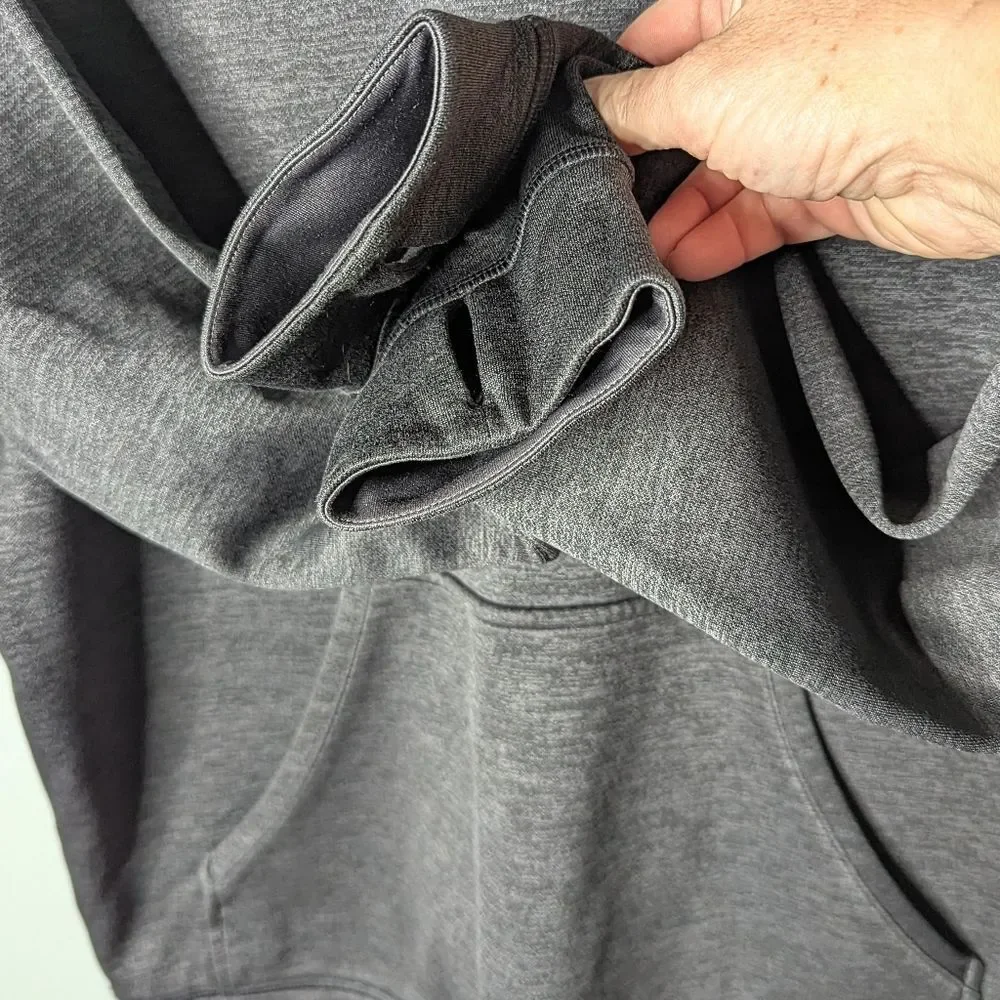 adidas Climawarm Black Grey Poly Blend Pullover Hoodie Thumb Holes Unisex M